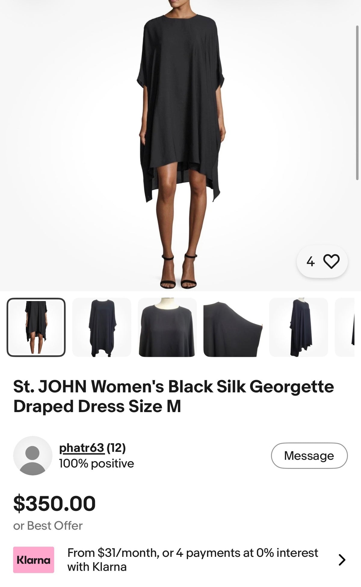 ST. JOHN BLACK DRESS SIZE PETITE (FITS LIKE XS)