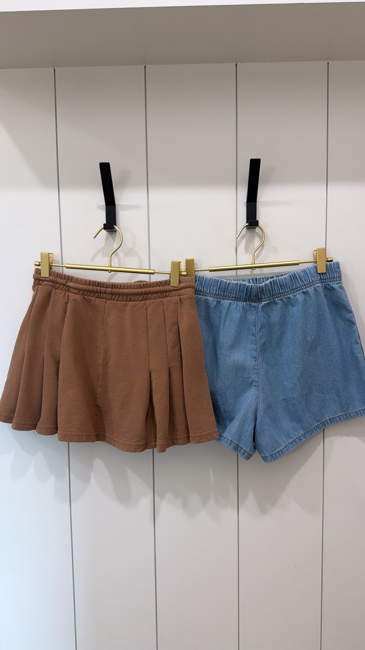 ZARA CARAMEL SKIRT AND ZARA DENIM SHORTS
