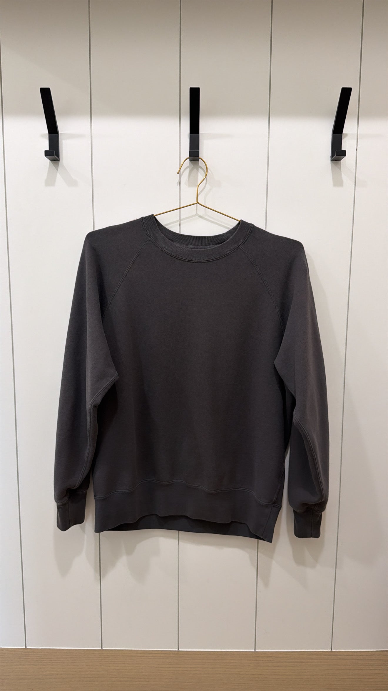 Charcoal Varsity Striped Crewneck Large