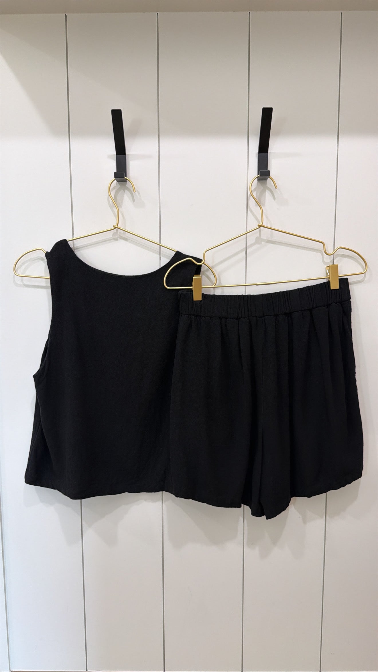 LINEN BLEND TANK TOP & SHORTS SET, Size S