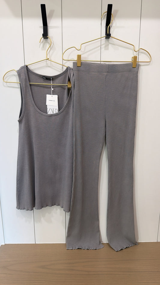 Zara Grey Two Piece Lounge Set Size Small