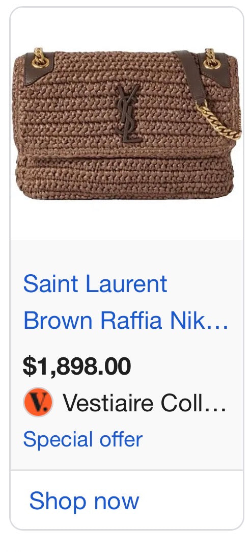 YSL NIKI RAFFIA BROWN WICKER MEDIUM BAG