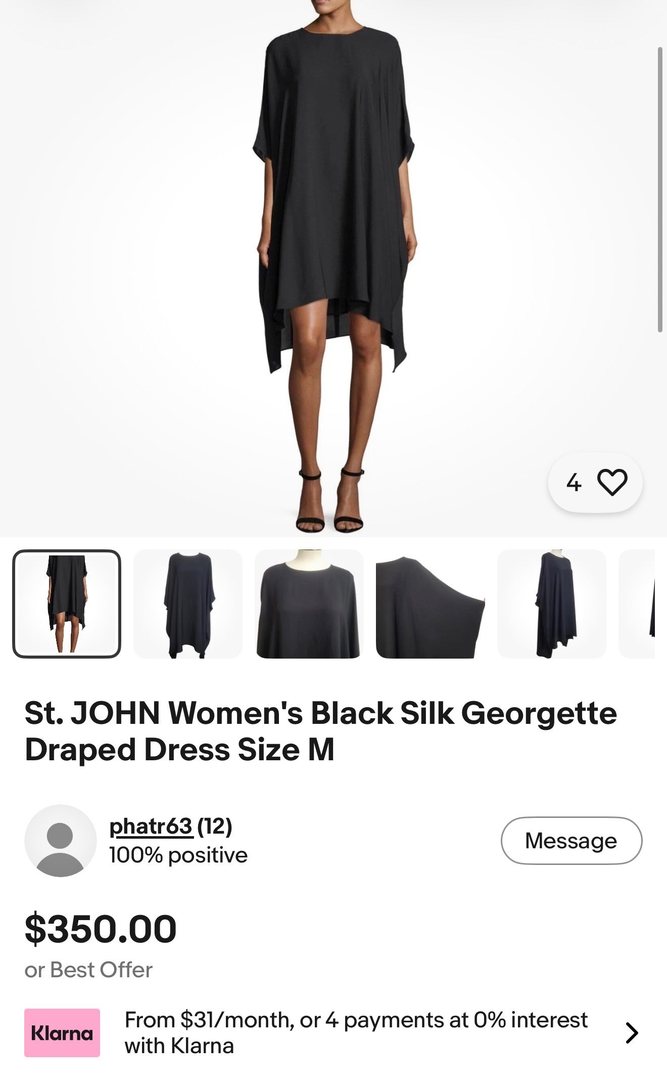 ST. JOHN BLACK DRESS SIZE PETITE (FITS LIKE XS)