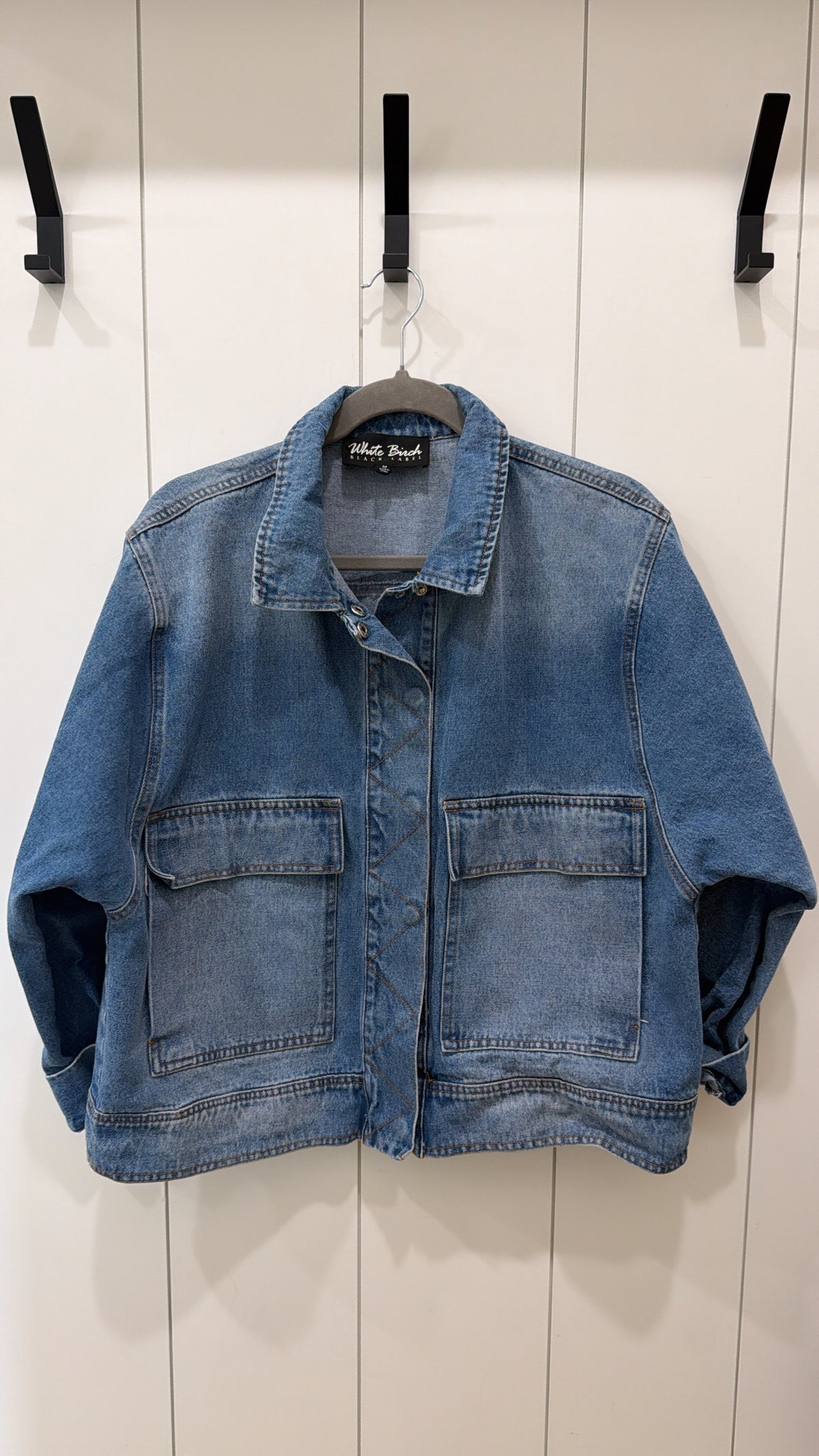 WHITE BIRCH BLACK LABEL DENIM JACKET OVERSIZED MEDIUM