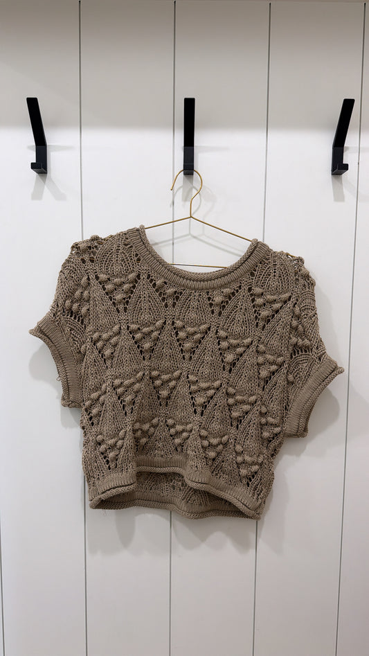 HYFVE Crochet Tan/Beige Top Size Small