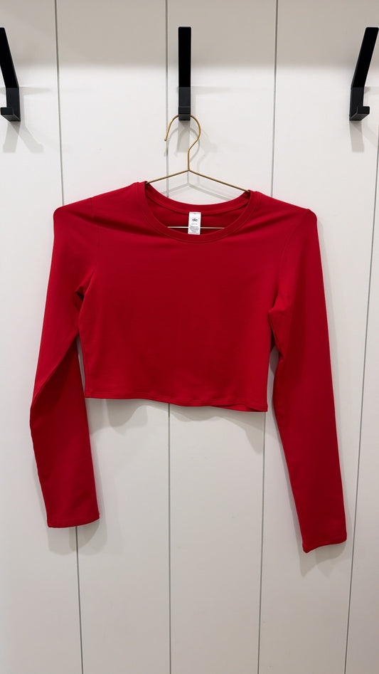 Alo Red Cropped Shirt Size S