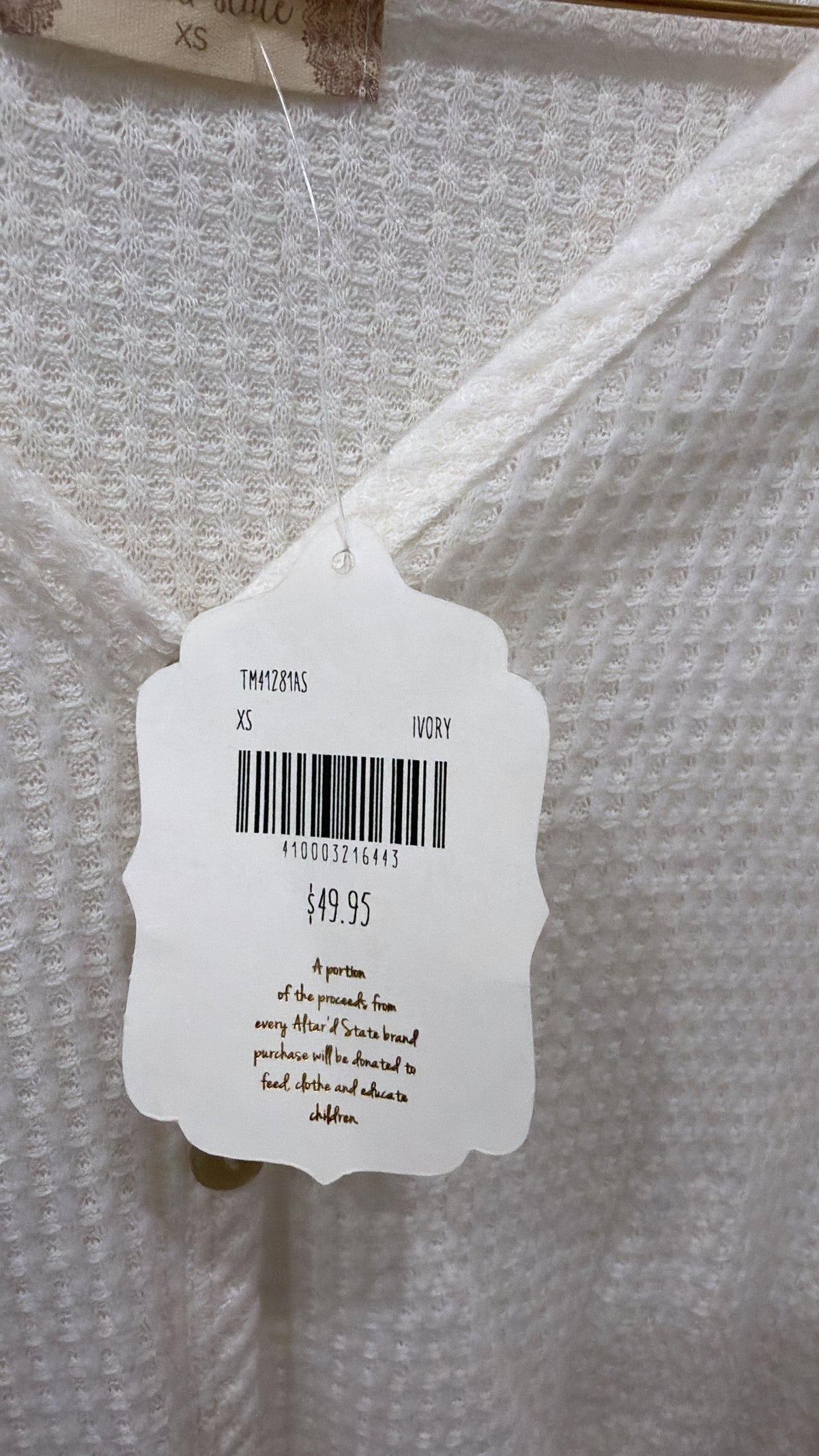 ALTAR'D STATE NWT IVORY LONG SLEEVE TOP XS