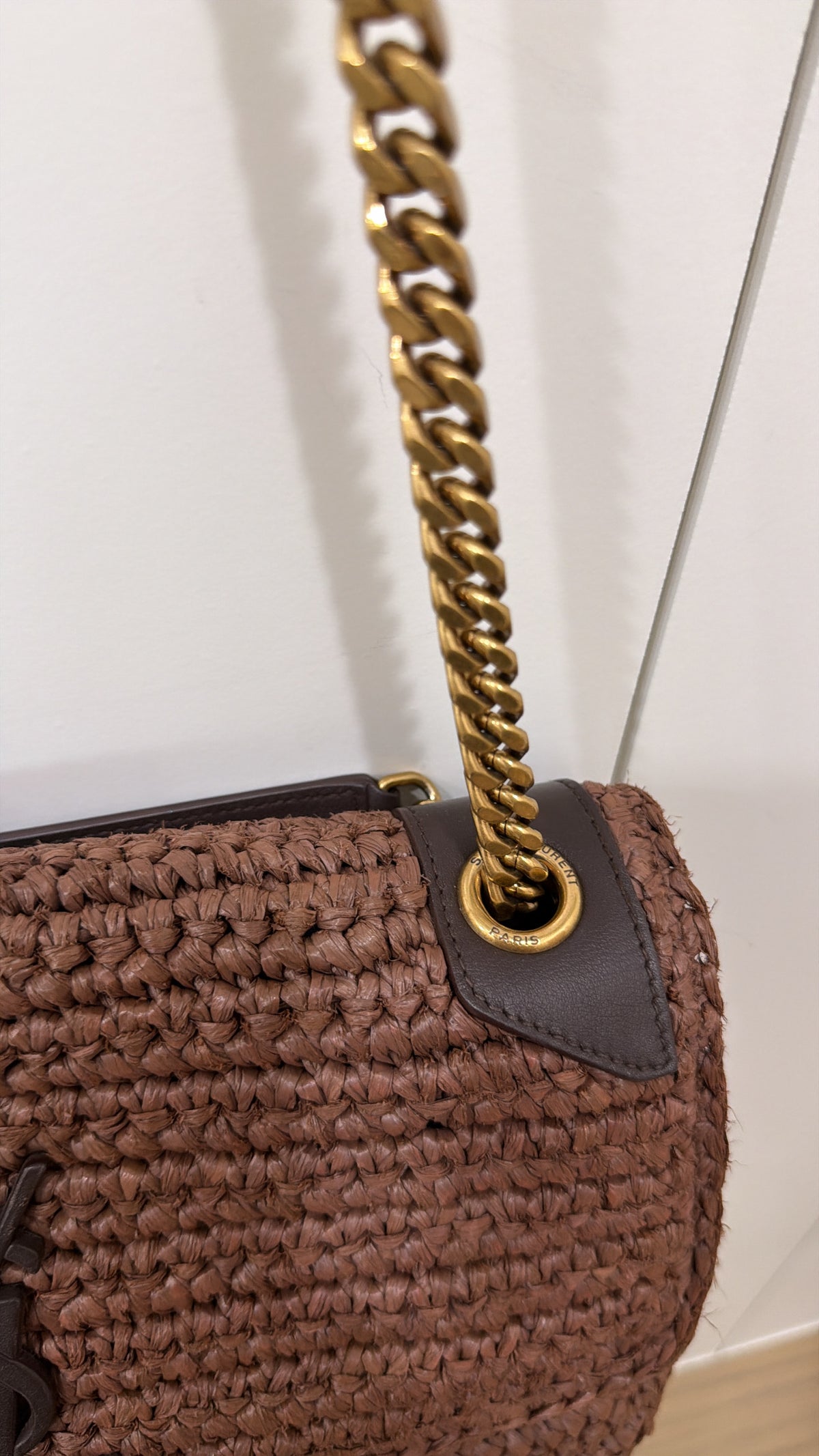 YSL NIKI RAFFIA BROWN WICKER MEDIUM BAG
