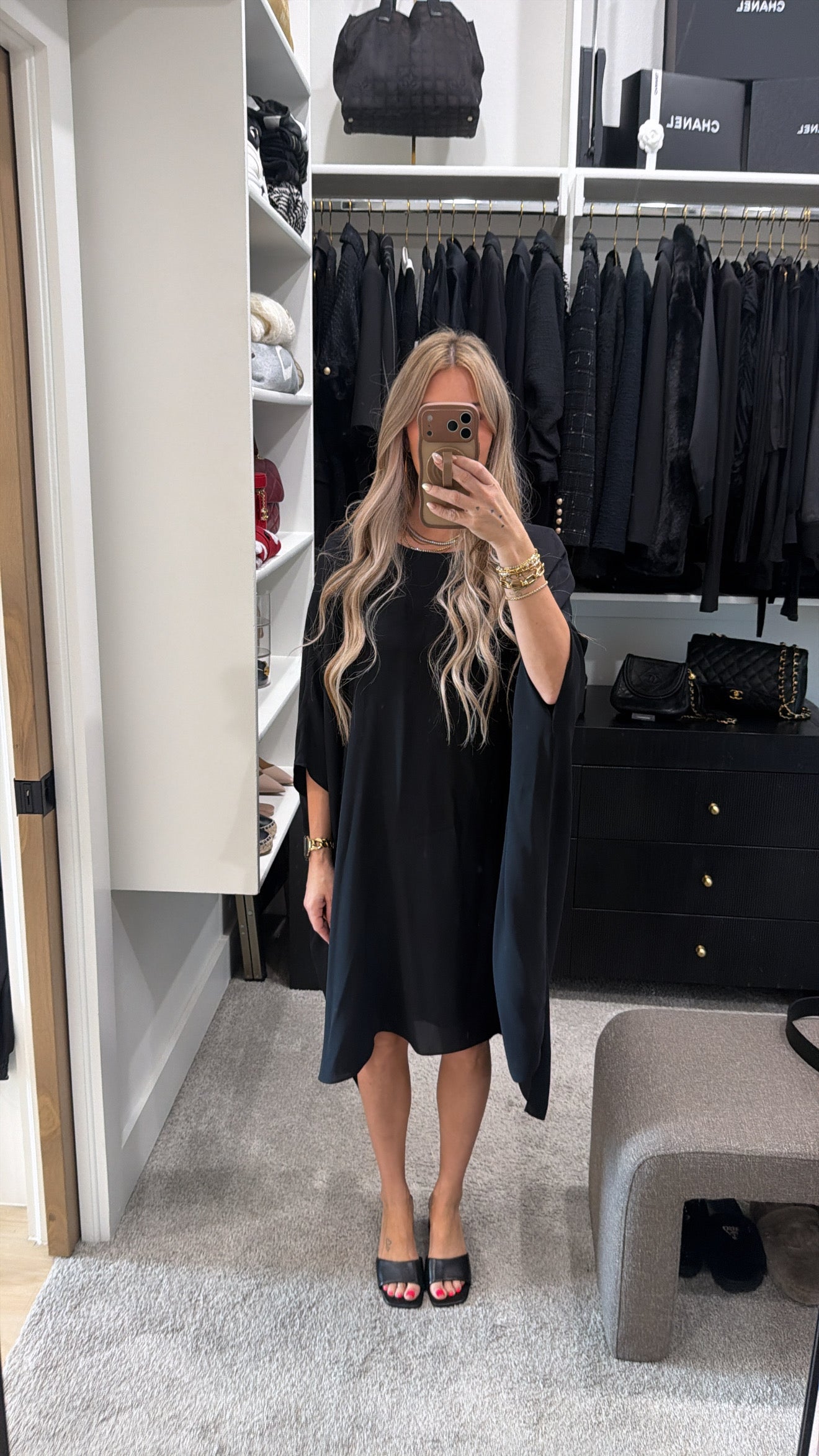 ST. JOHN BLACK DRESS SIZE PETITE (FITS LIKE XS)