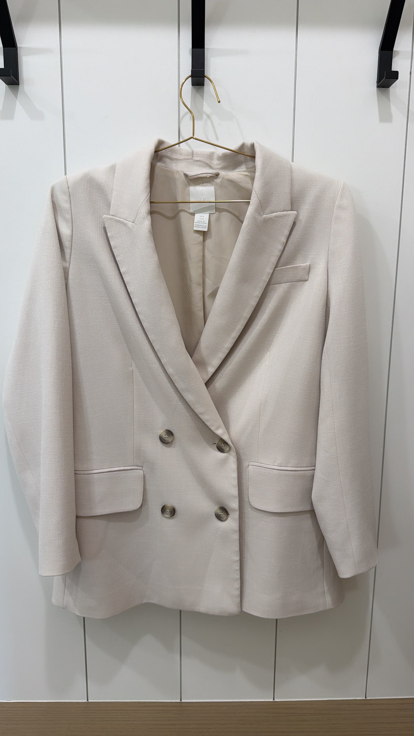 H&M IVORY/LIGHT TAN WOMEN'S BLAZER OVERSIZED MED