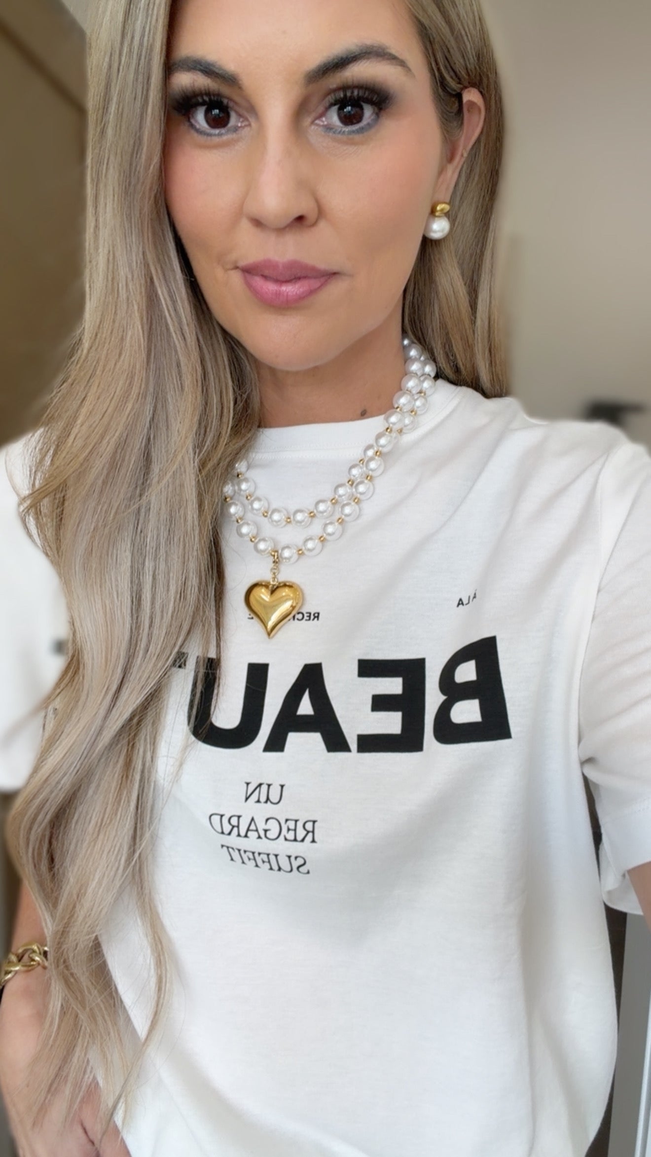 WRAP AROUND PEARL HEART NECKLACE