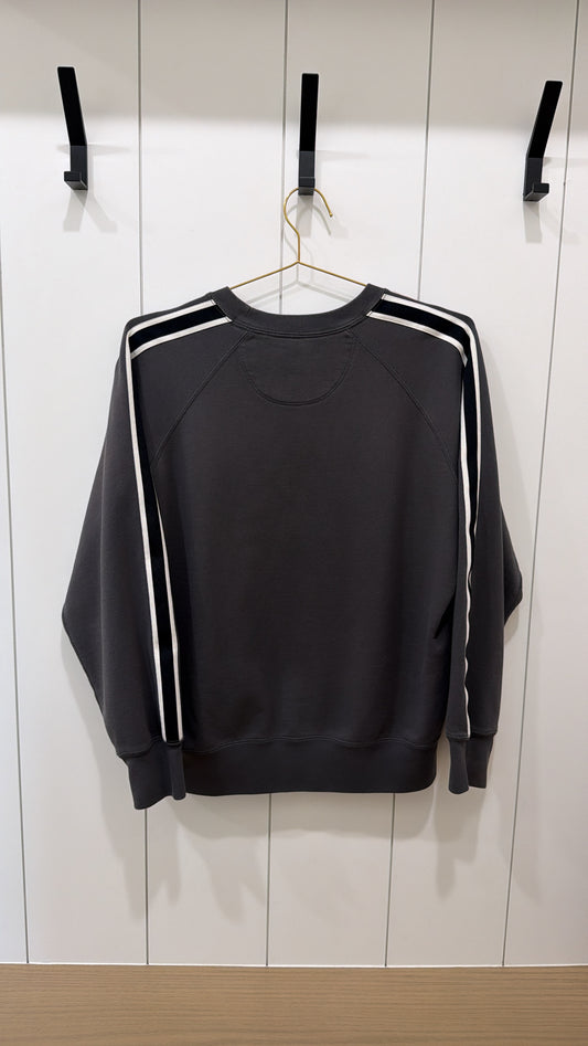 Charcoal Varsity Striped Crewneck Large