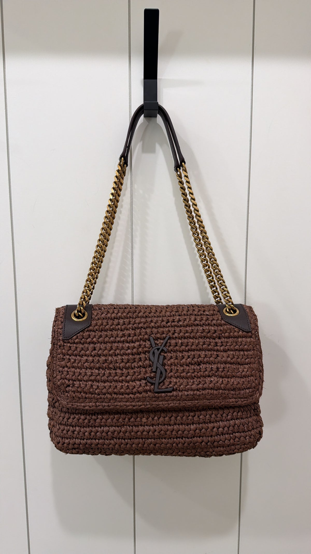 YSL NIKI RAFFIA BROWN WICKER MEDIUM BAG