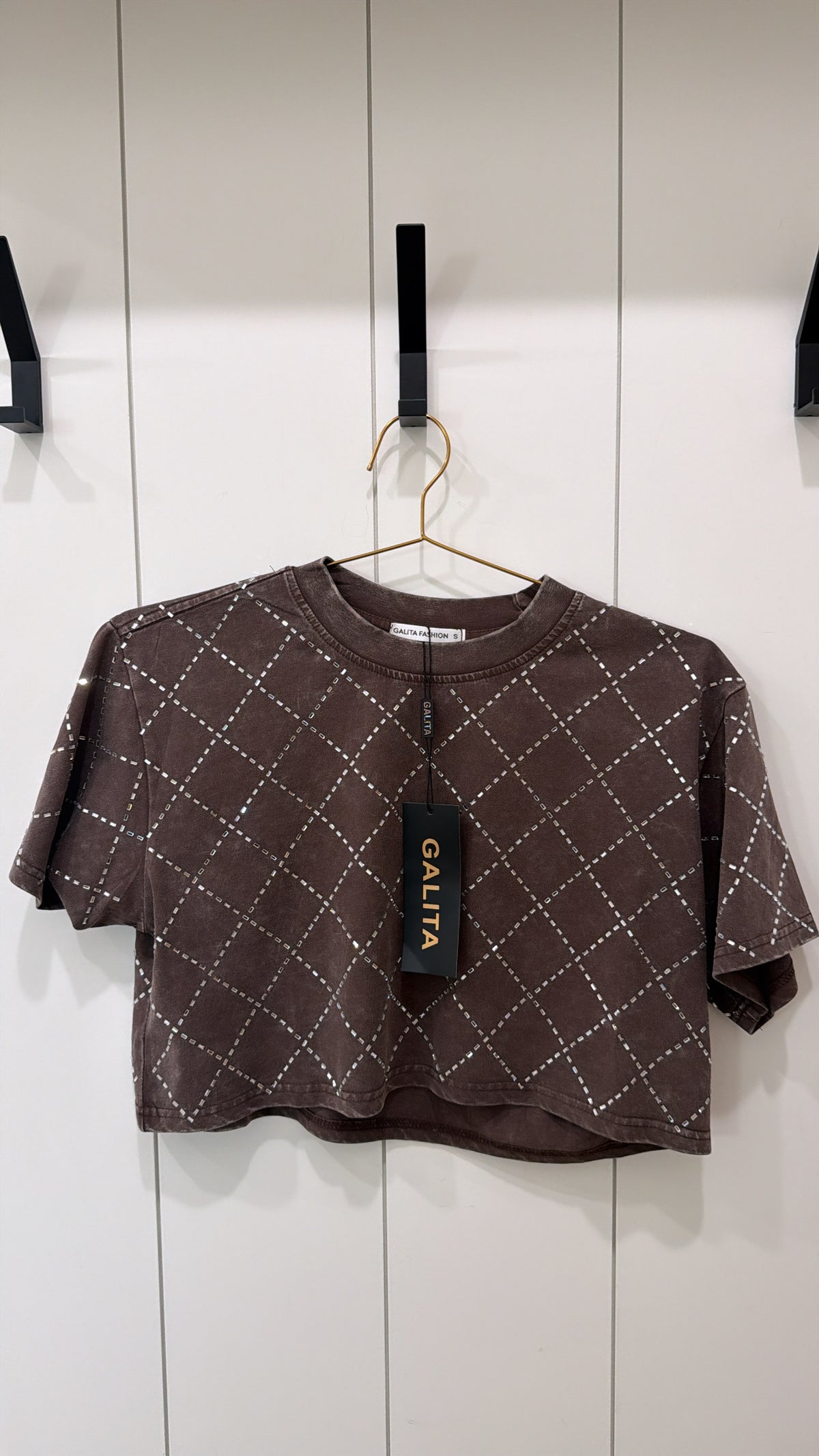 GALITA FASHION CROPPED BROWN T-SHIRT SIZE SMALL