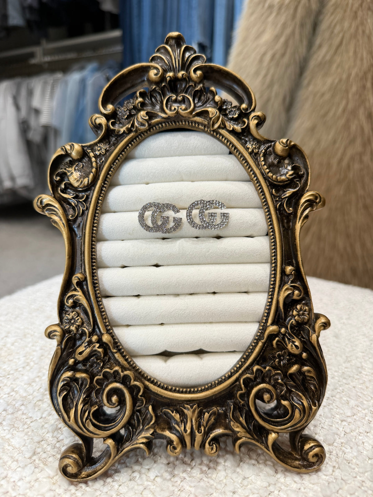 LUXURY INSPIRED GG SILVER DIAMOND EARRINGS
