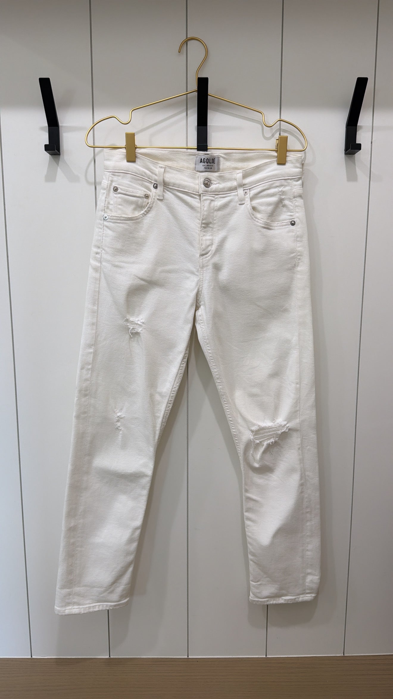 AGOLDE White Distressed Denim Jeans Size 25