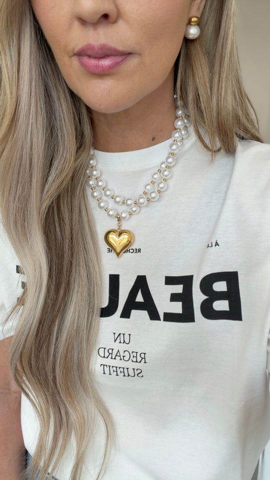 WRAP AROUND PEARL HEART NECKLACE