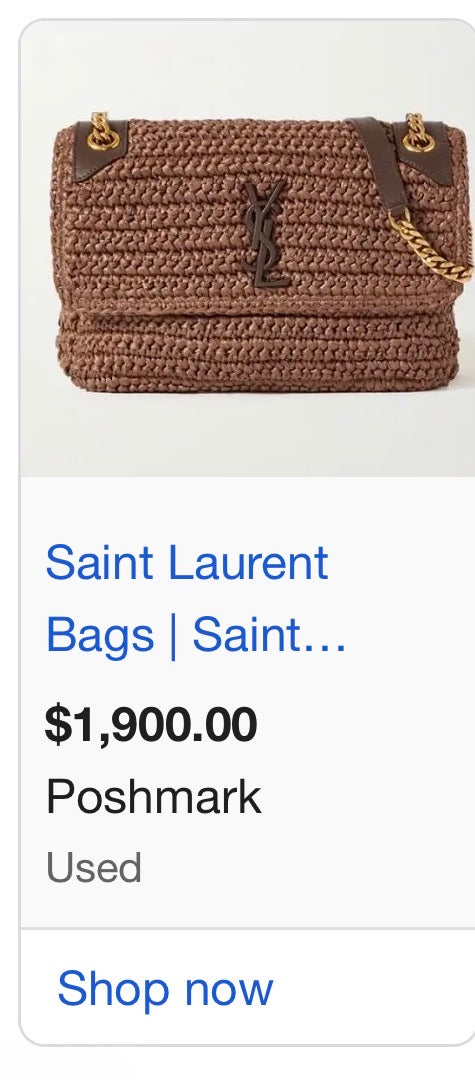YSL NIKI RAFFIA BROWN WICKER MEDIUM BAG