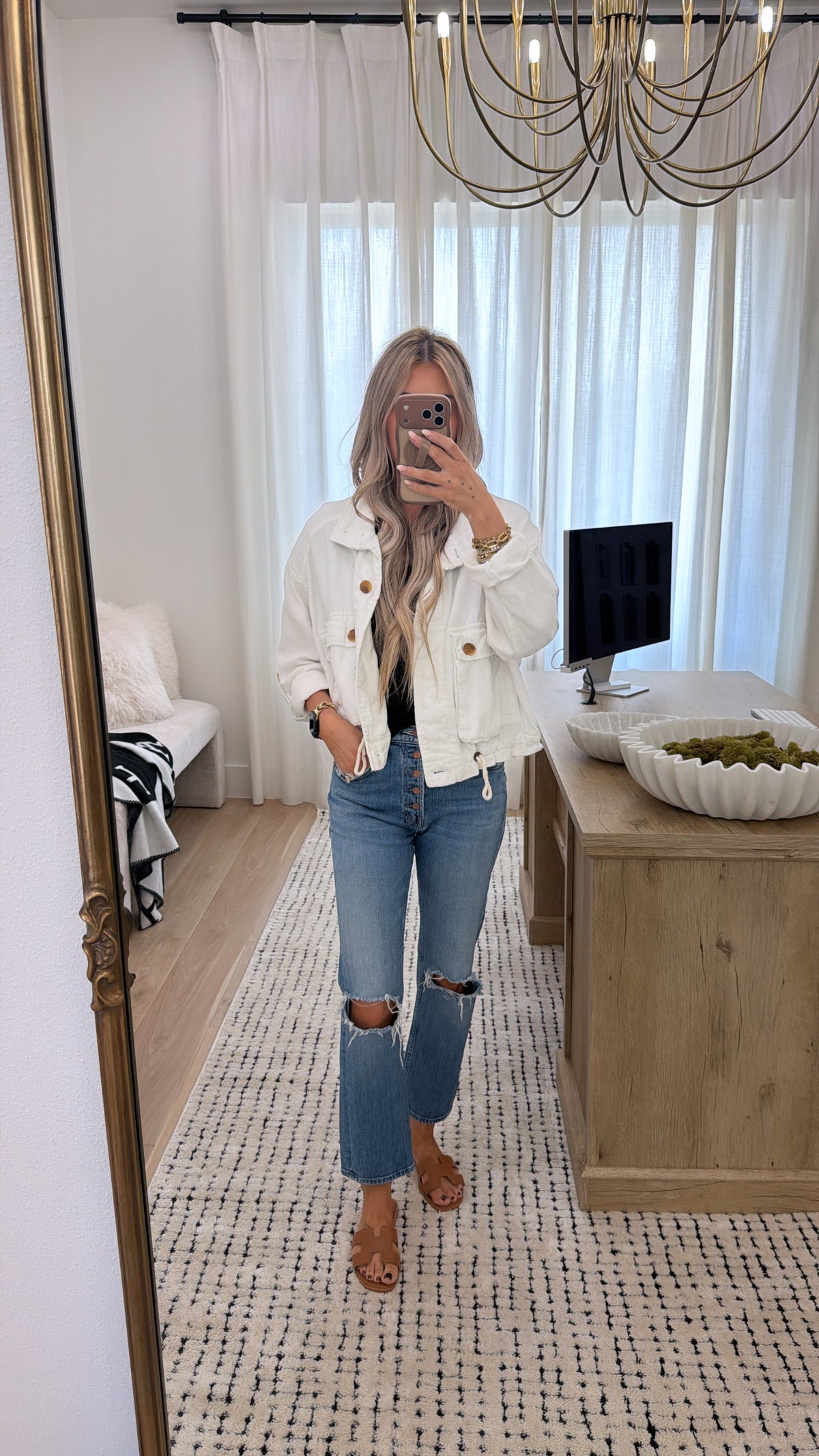 "EVERY" BRAND LONG SLEEVE BUTTON UP CROPPED JACKET