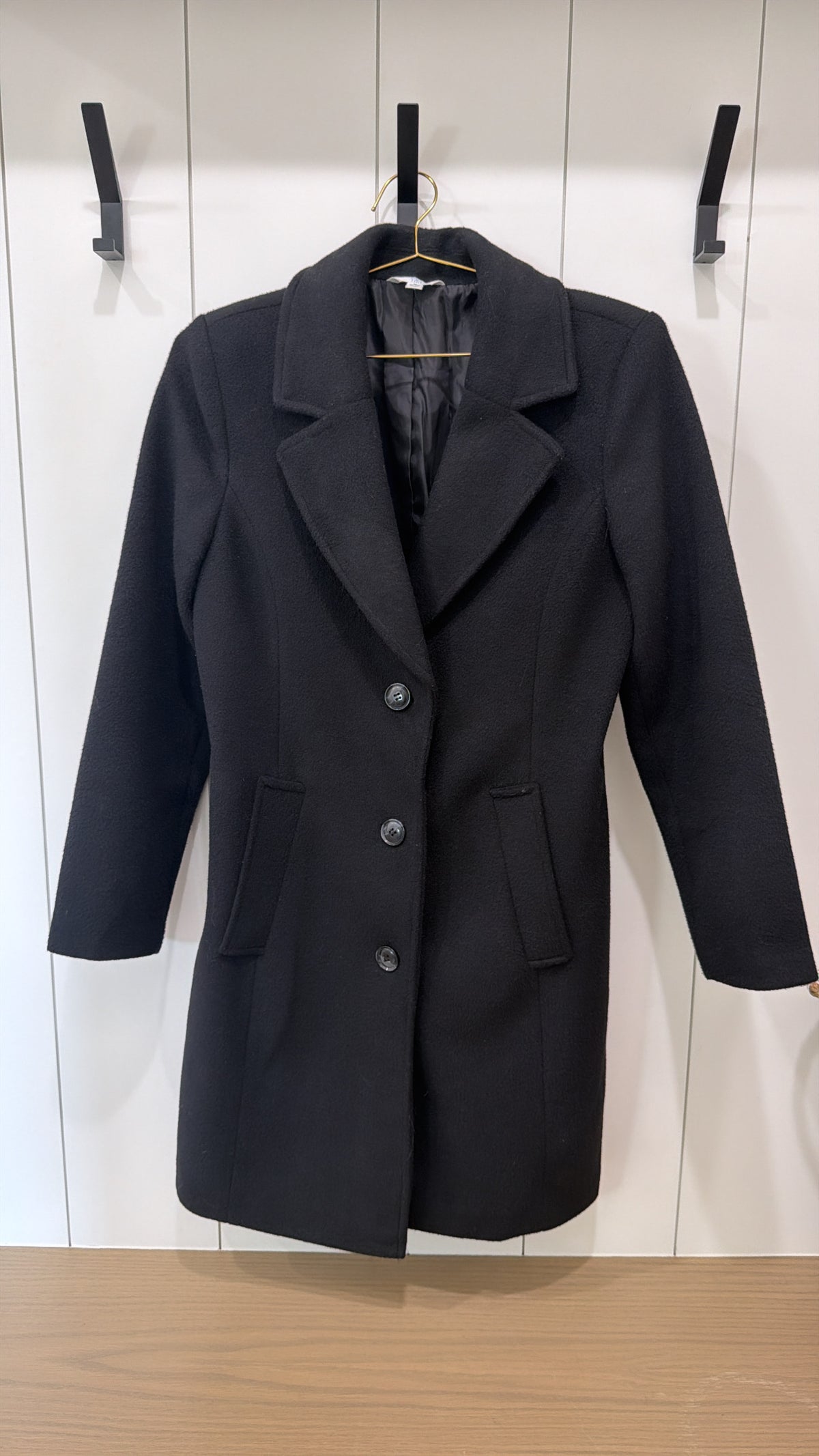 TIME & TRU BLACK WOMEN'S PEACOAT SIZE MEDIUM