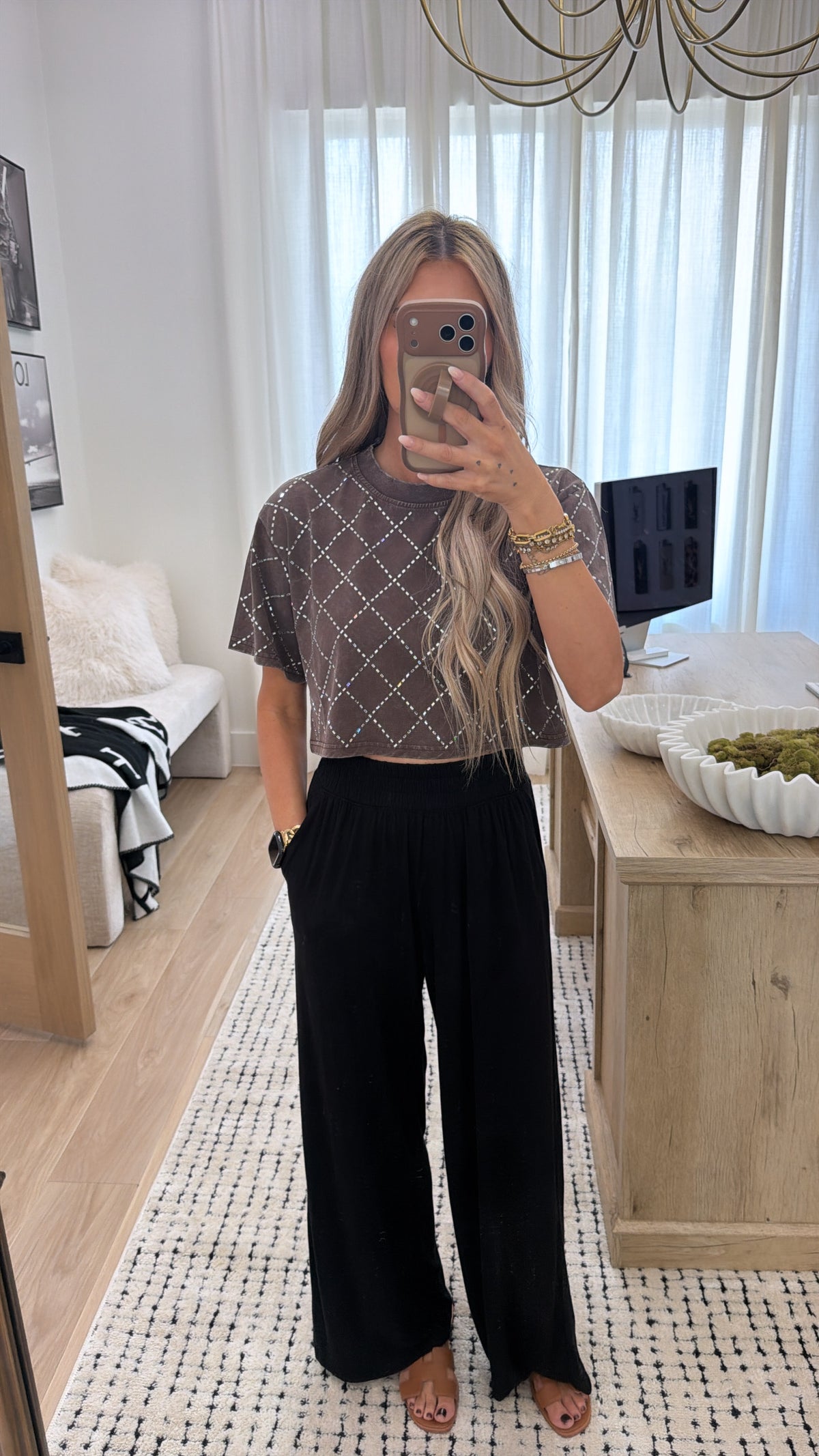 GALITA FASHION CROPPED BROWN T-SHIRT SIZE SMALL