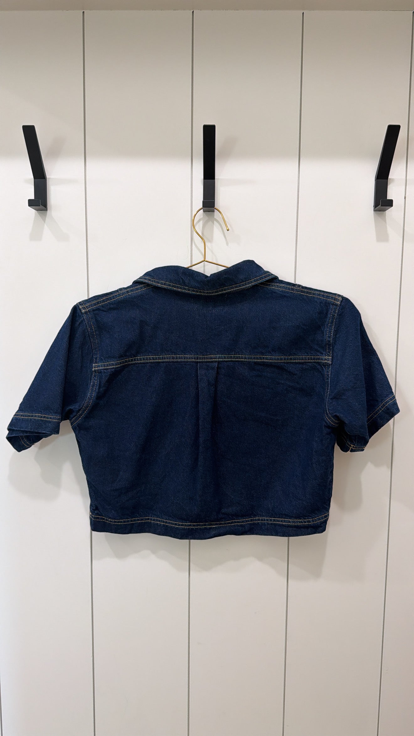 ZARA CROPPED DARK DENIM TOP SIZE SMALL