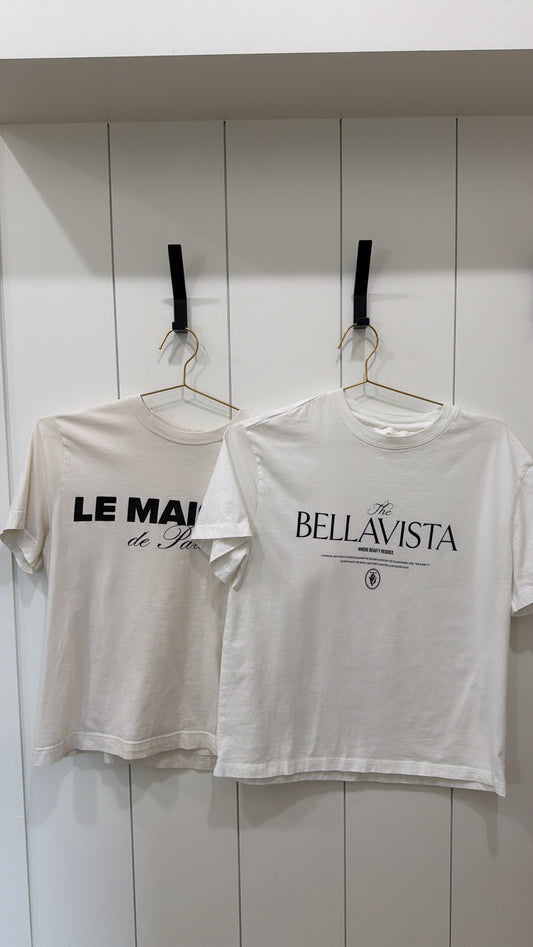 TWO H&M BLACK AND WHITE T-SHIRTS
