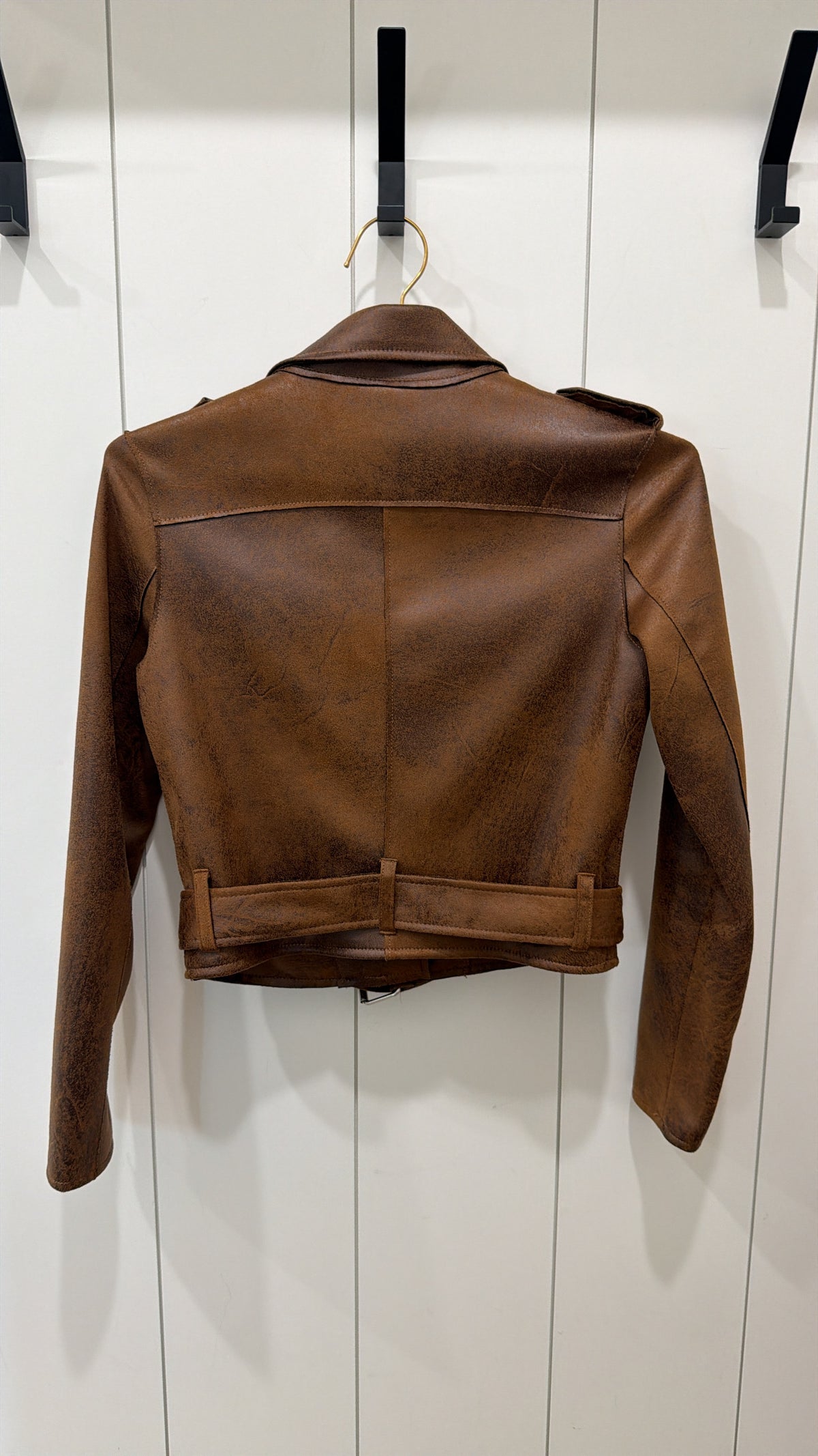 VENUS FAUX LEATHER CAMEL JACKET X-SMALL