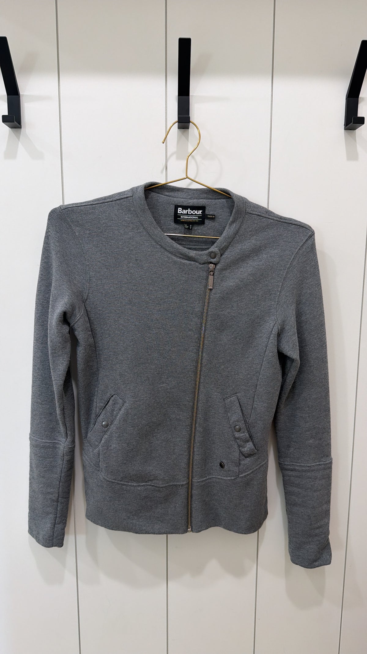 BARBOUR INT'L ZIP UP TOP DARK GREY