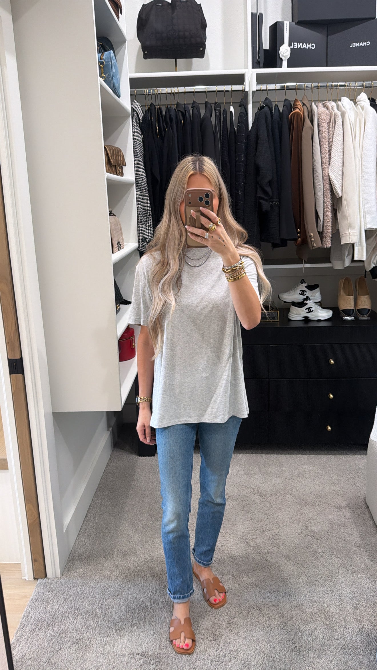 SKIMS BOYFRIEND T-SHIRT LIGHT HEATHER GRAY SIZE SMALL