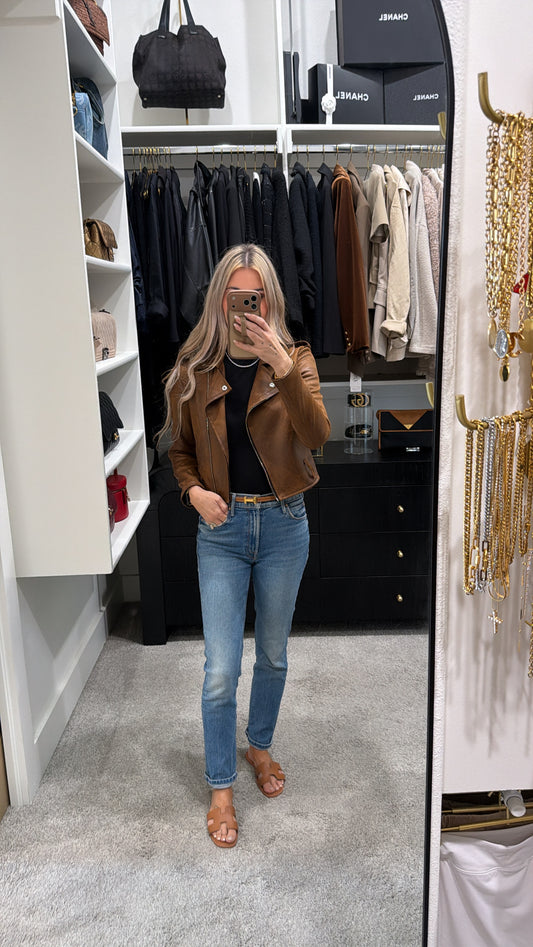 VENUS FAUX LEATHER CAMEL JACKET X-SMALL