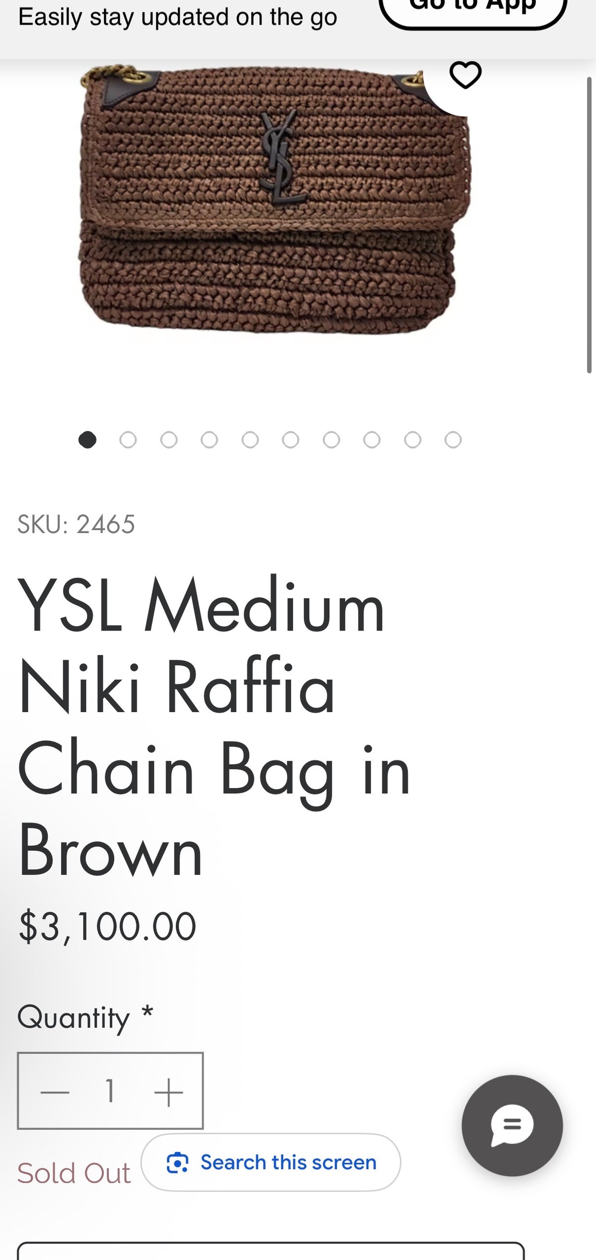 YSL NIKI RAFFIA BROWN WICKER MEDIUM BAG