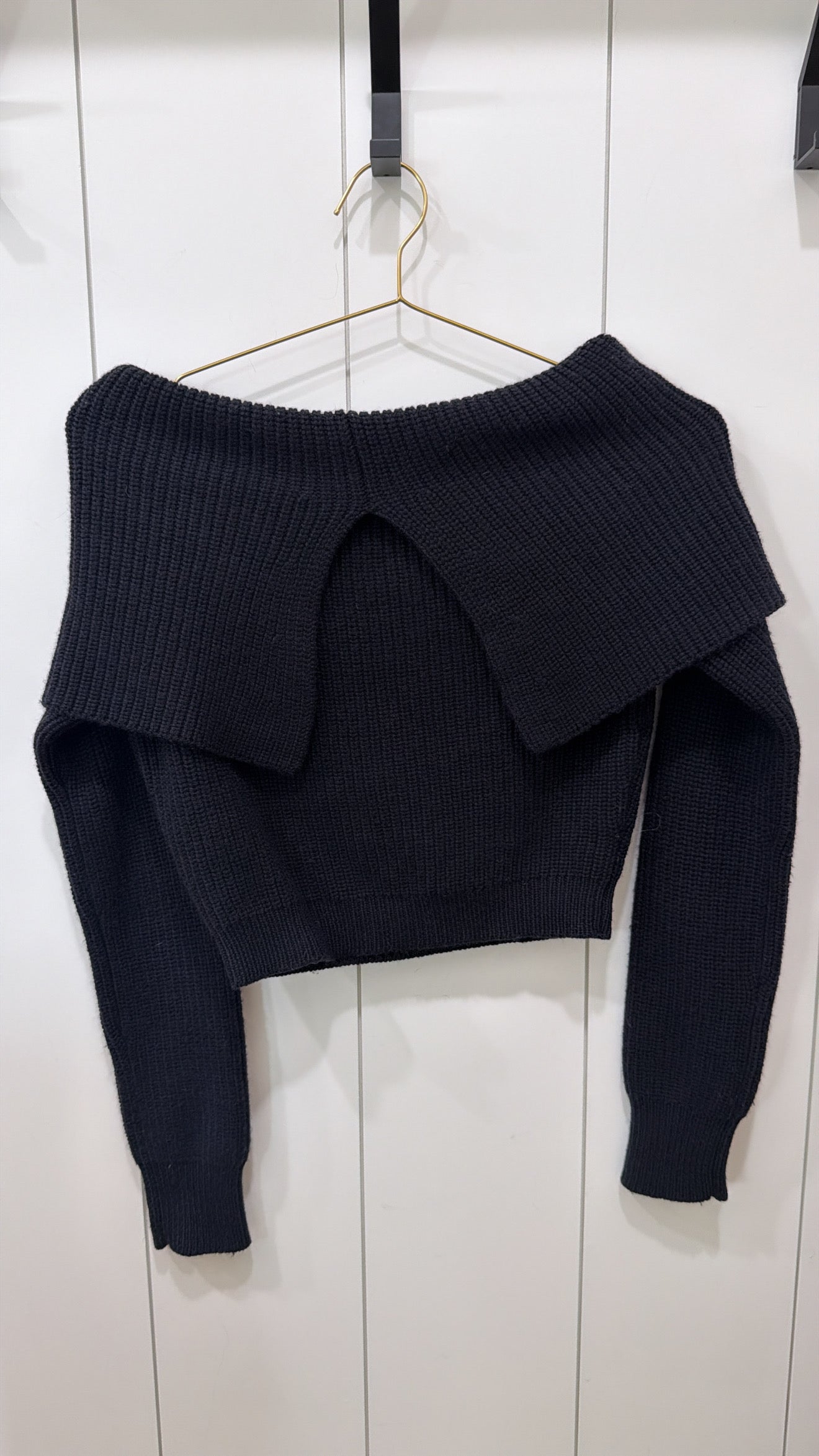 ZIMMERMANN OFF THE SHOULDER CROPPED BLACK SWEATER SIZE 1 (XS)