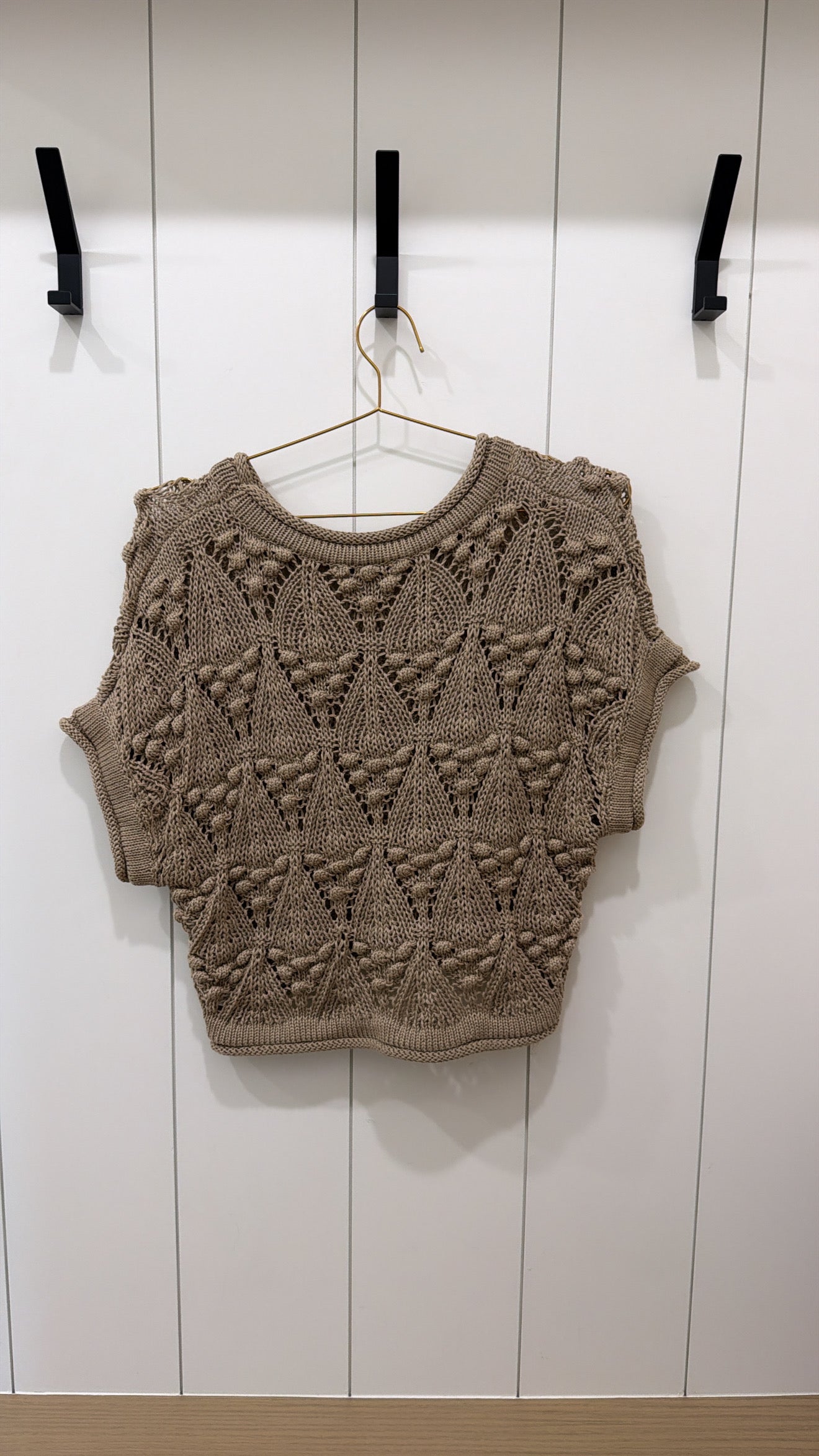 HYFVE Crochet Tan/Beige Top Size Small