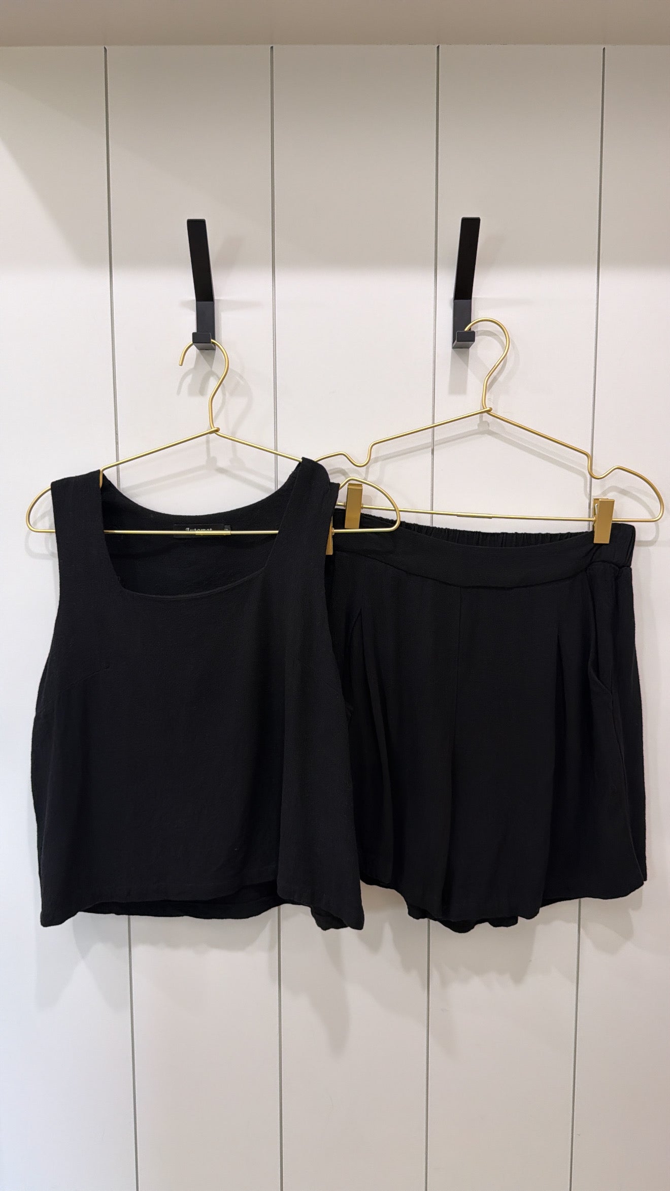 LINEN BLEND TANK TOP & SHORTS SET, Size S