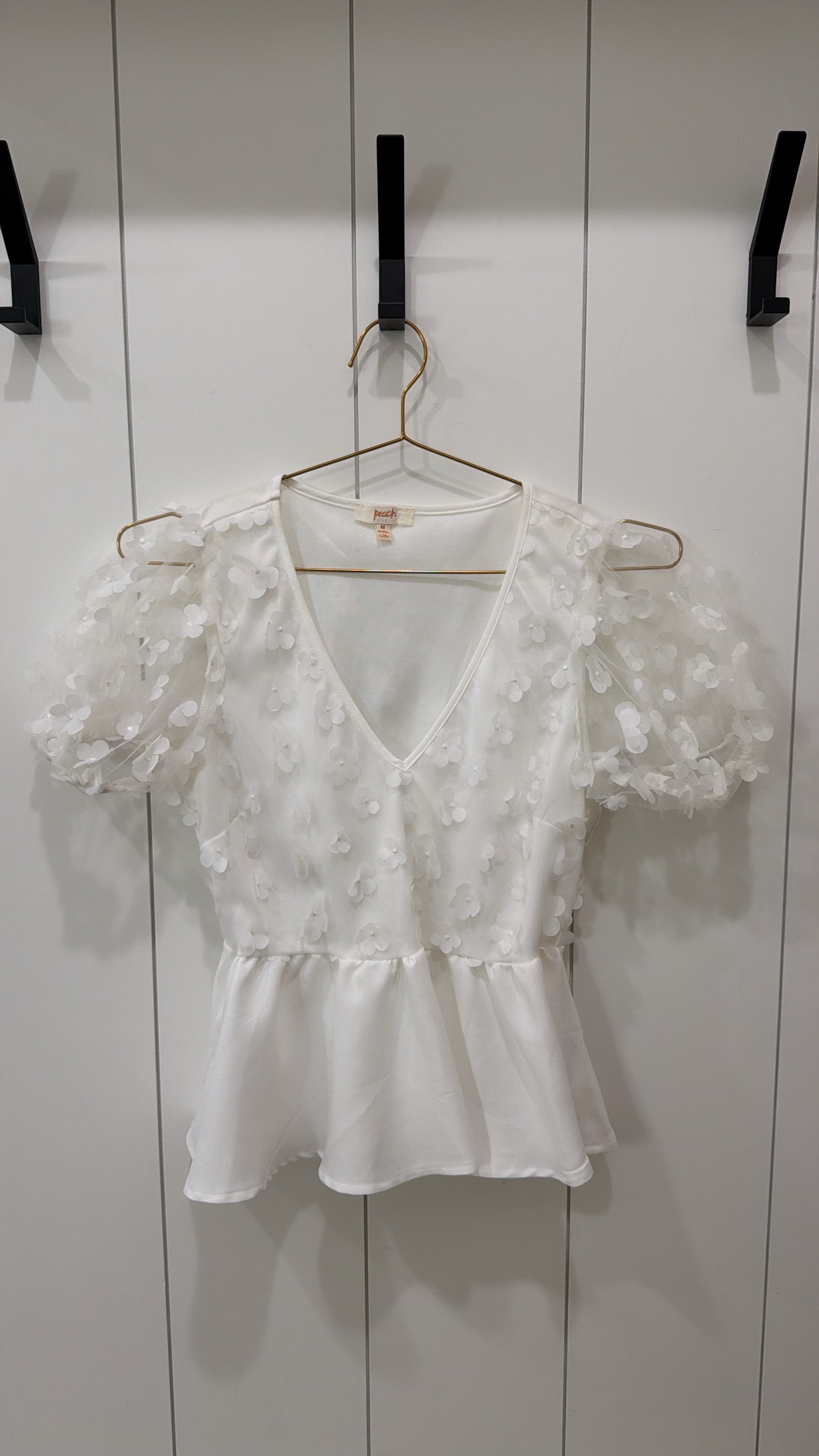 PEACH BRAND FLOWER  PEPLUM TOP Size M