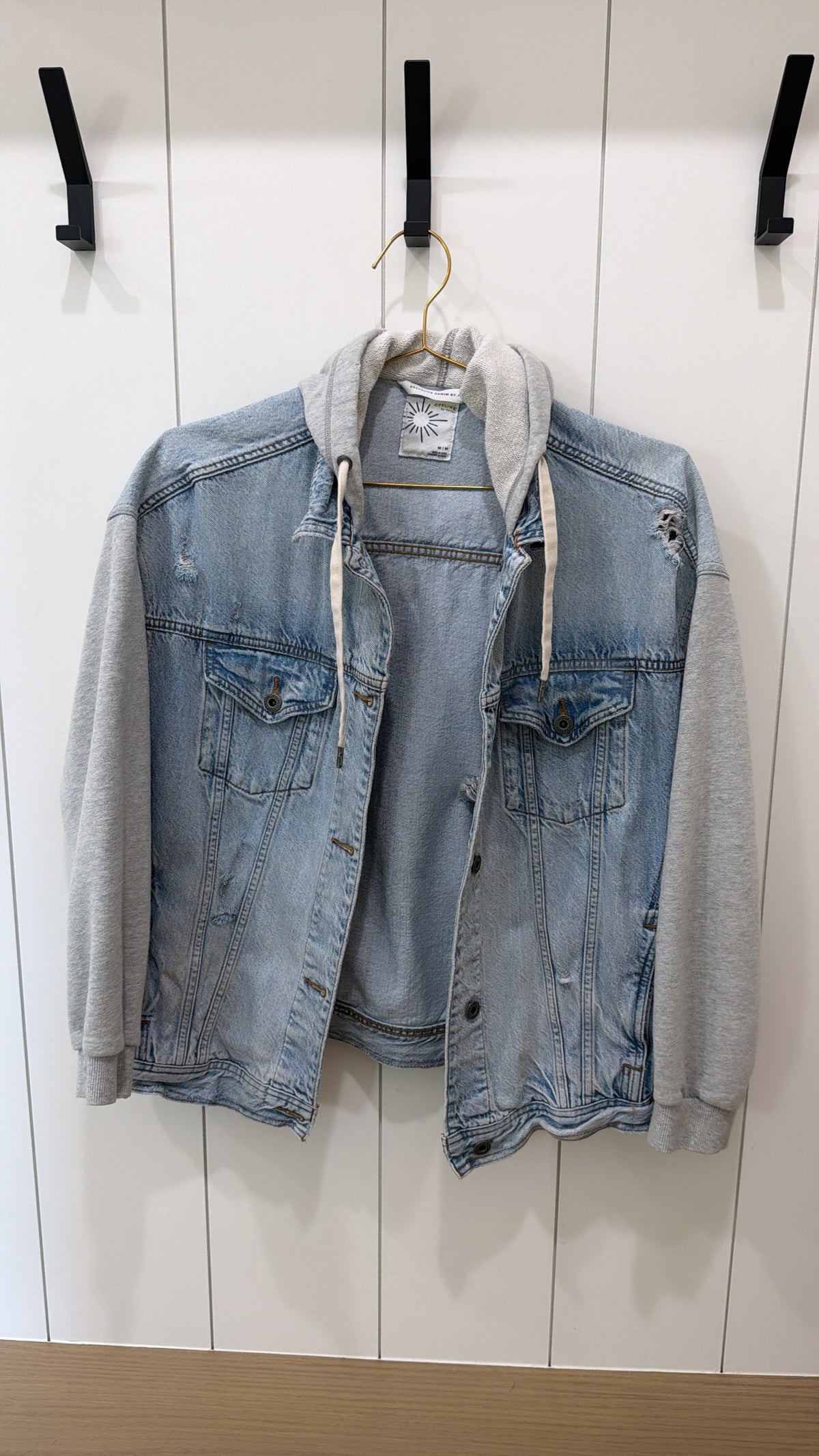 OFFLINE BY AERIE DENIM JEAN JACKET HOODIE
