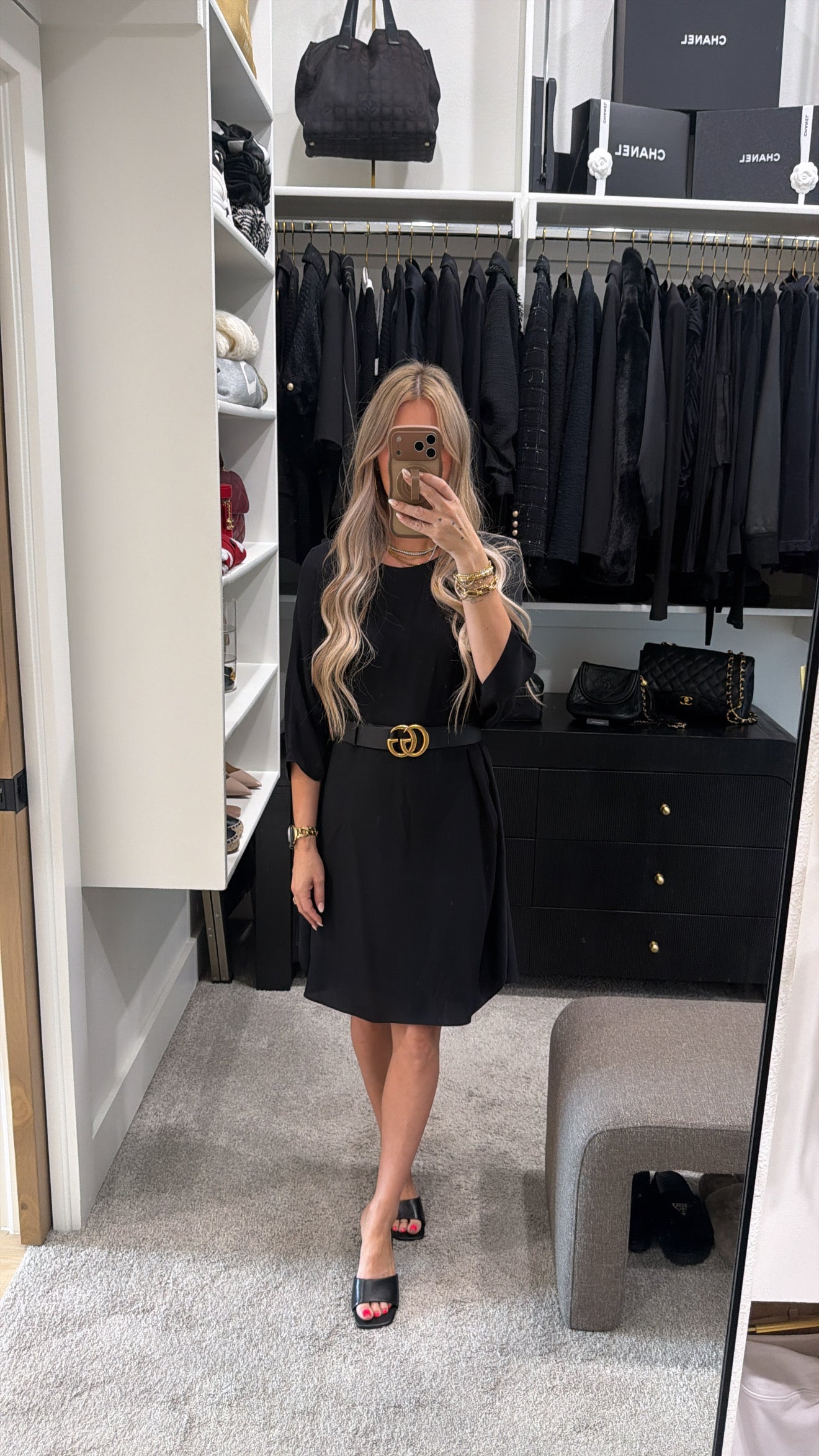 ST. JOHN BLACK DRESS SIZE PETITE (FITS LIKE XS)