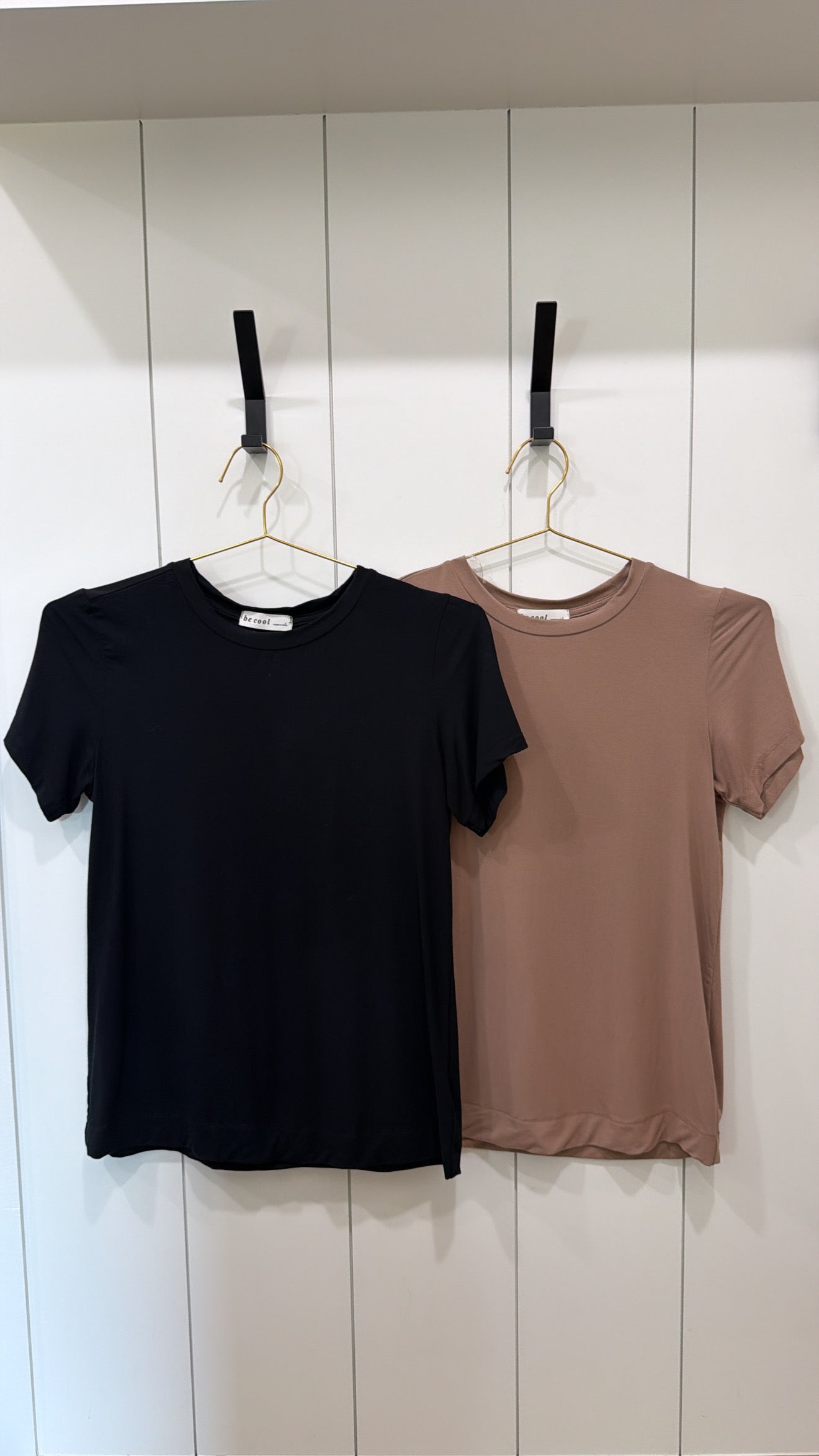 SET OF 2 BE COOL BLACK AND MOCHA TOPS SMALL