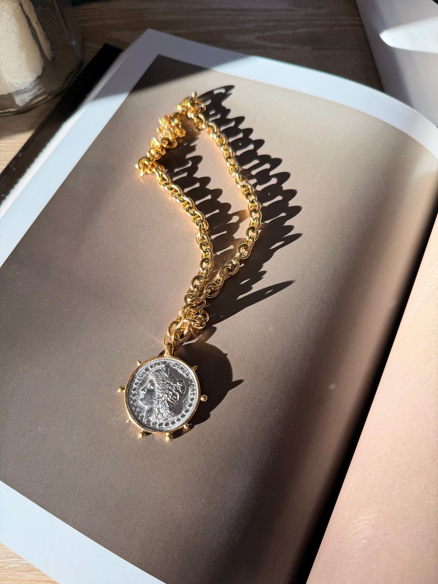 TWO TONED COIN NECKLACE