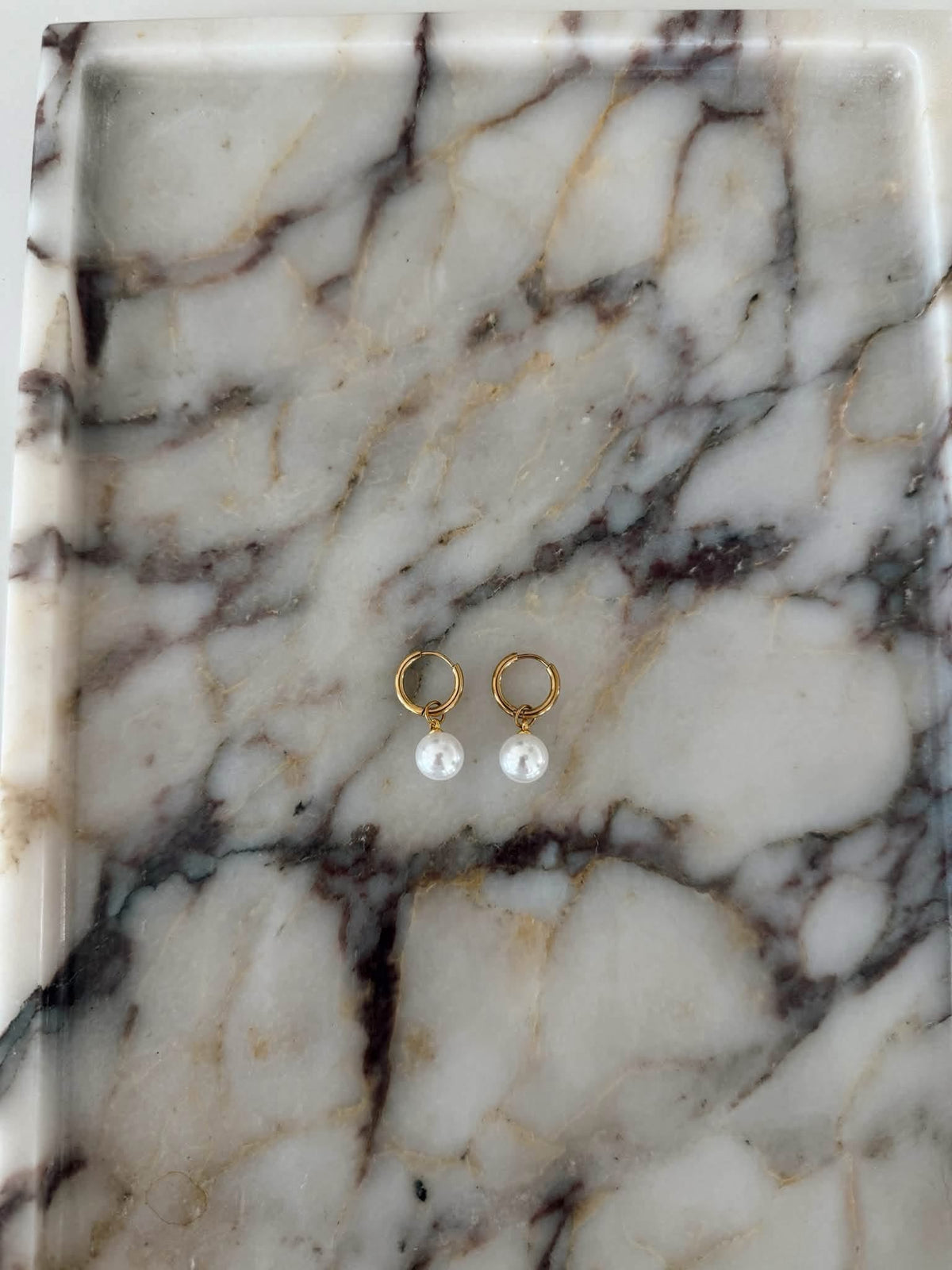 PEARL HUGGIE EARRINGS